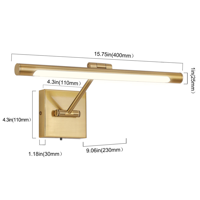 Lampe à DEL 1 lumière à intensité variable réglable 3000K / 4000K / 5000K, 640 lumens, H 4,33 po x l 16 po x P 9,06 po