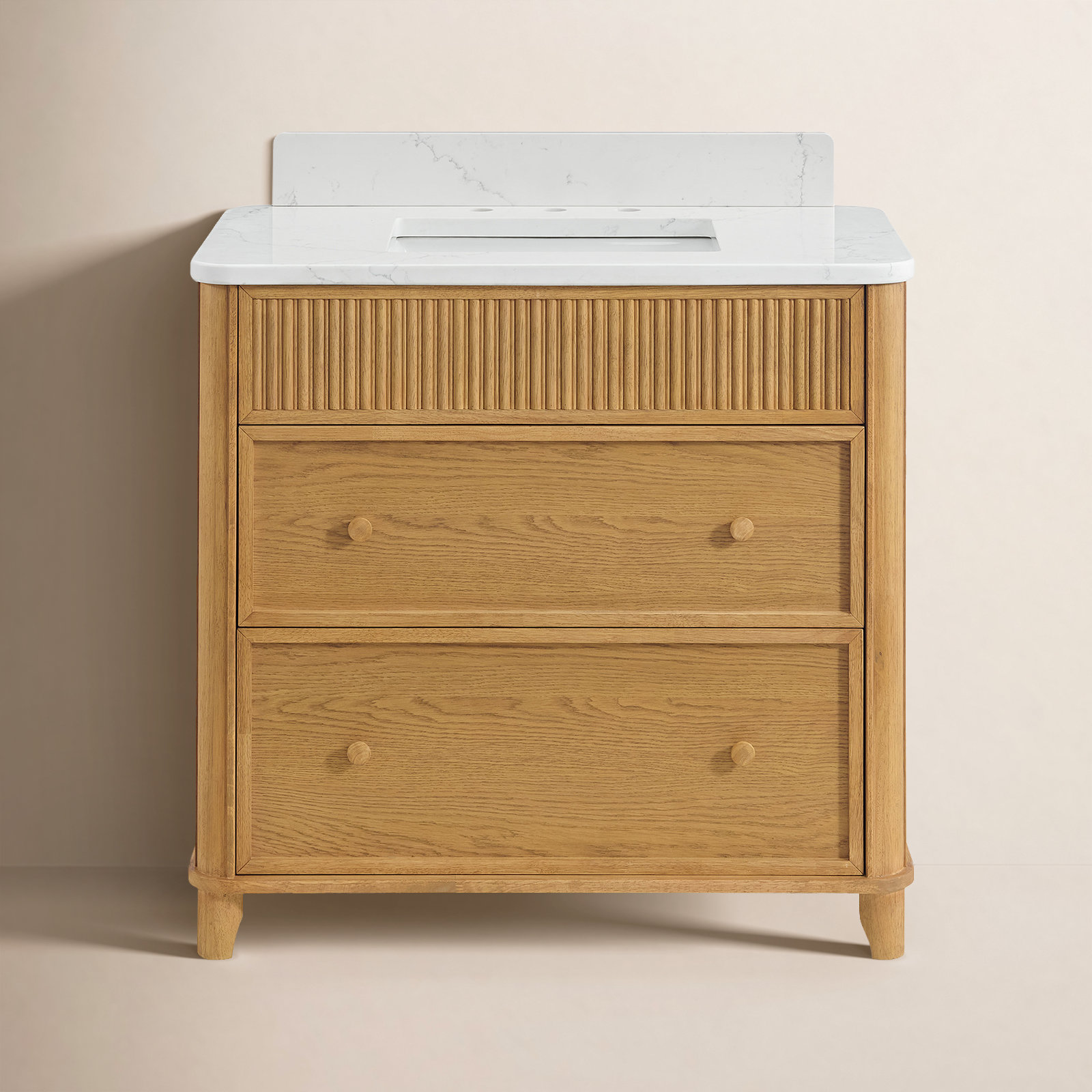 Kennedy Oak Single Bathroom Vanity, 36", Enhanced Natural Oak