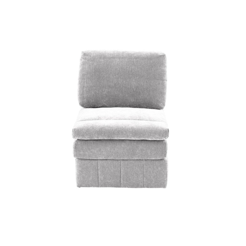 Fauteuil de salon sans accoudoirs, tissu en suède, dossier moderne à trois couches en suède moderne, coussin, poids de 42 lb