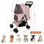 Poussette pliable pour petits chiens et chats de moins de 13 kg. Poussette à 4 roues avec plateau multifonctionnel, laisses de sécurité, panier de rangement et filet respirant.