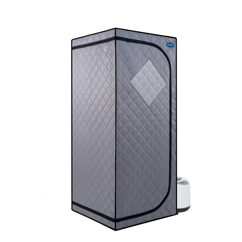 Full Size Portable Grey Steam Sauna Tent–Personal Home Spa, With Steam Generator, Remote Control, Foldable Chair, Timer And PVC Pipe Connector Easy To Install.Fast Heating, With FCC Certification