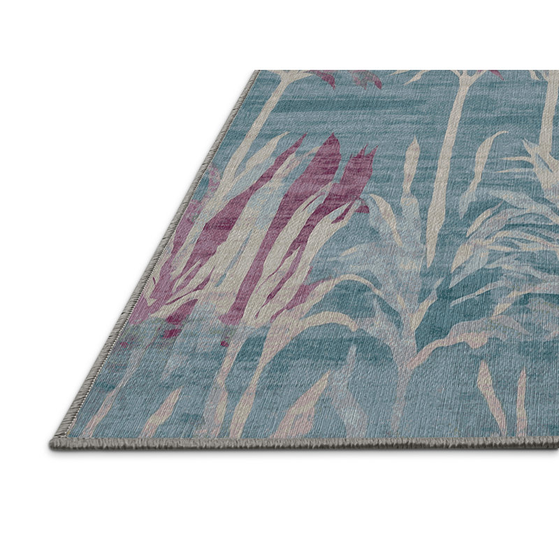 Machine Washable Gray Area Rug, Square 3'