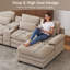 Canapé modulaire surdimensionné en chenille avec deux repose-pieds amovibles console de rangement avec porte-gobelets USB et haut dossier-410501498