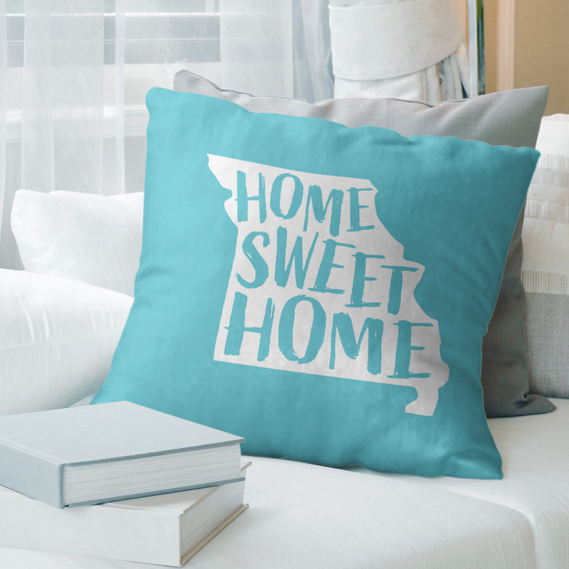 Coussin de minnesota, H 16 po x l 16 po, Missouri, Bleu sarcelle