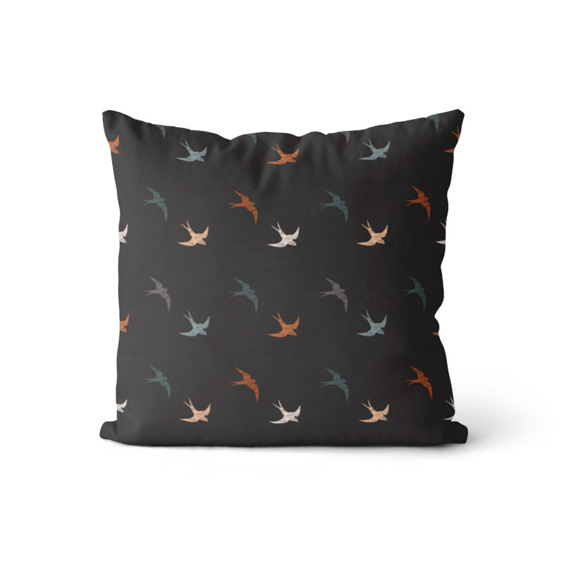 Housse de coussin carré et insert, Noir / orange / vert
