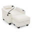 Canapé inclinable simple avec dossier réglable manuellement, port de charge USB sur le côté de l'accoudoir, support pour téléphone inclus, rangement des accoudoirs dissimulé et repose-pieds de rangement assorti - beige