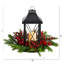 16 po Table de Noël artificielle avec baies, pommes de pin et verdure avec lanterne