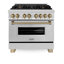 ZLINE Autograph Edition 36 po. 4,6 pi³ Cuisinière à gaz double avec cuisinière à gaz 6 brûleurs et four à convection électrique en acier inoxydable Legacy