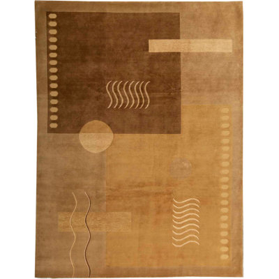 Tapis beige et brun noué à la main de haute qualité