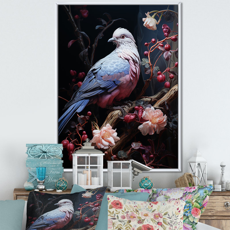 Dove Reverie I - art mural colombe, Cadre flottant blanc, H 44 po x l 34 po x P 1,5 po