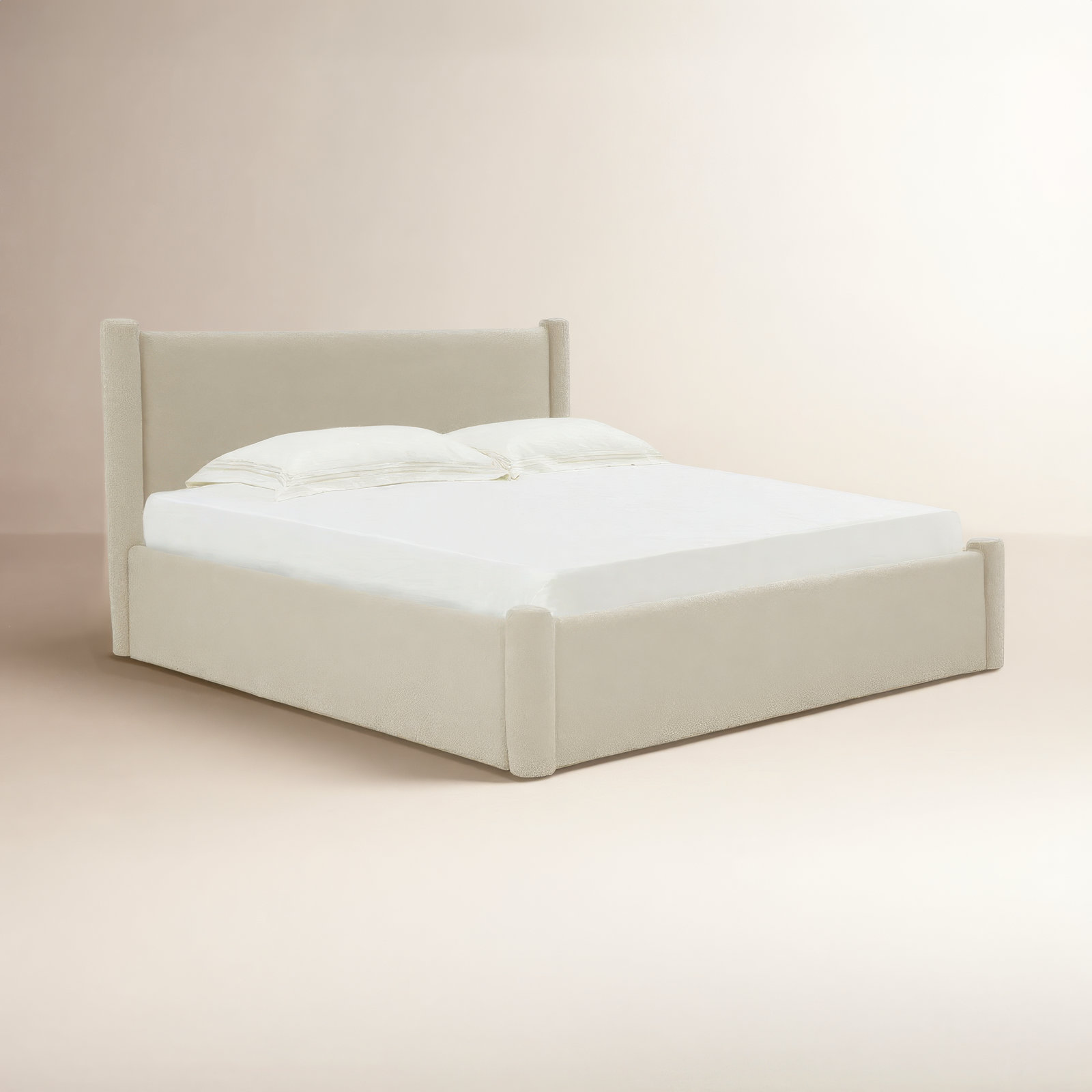 Dart Upholstered Bed, King, Beige