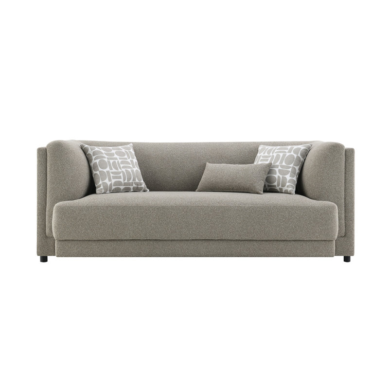 Canapé en chenille gris Glenda avec 3 coussins