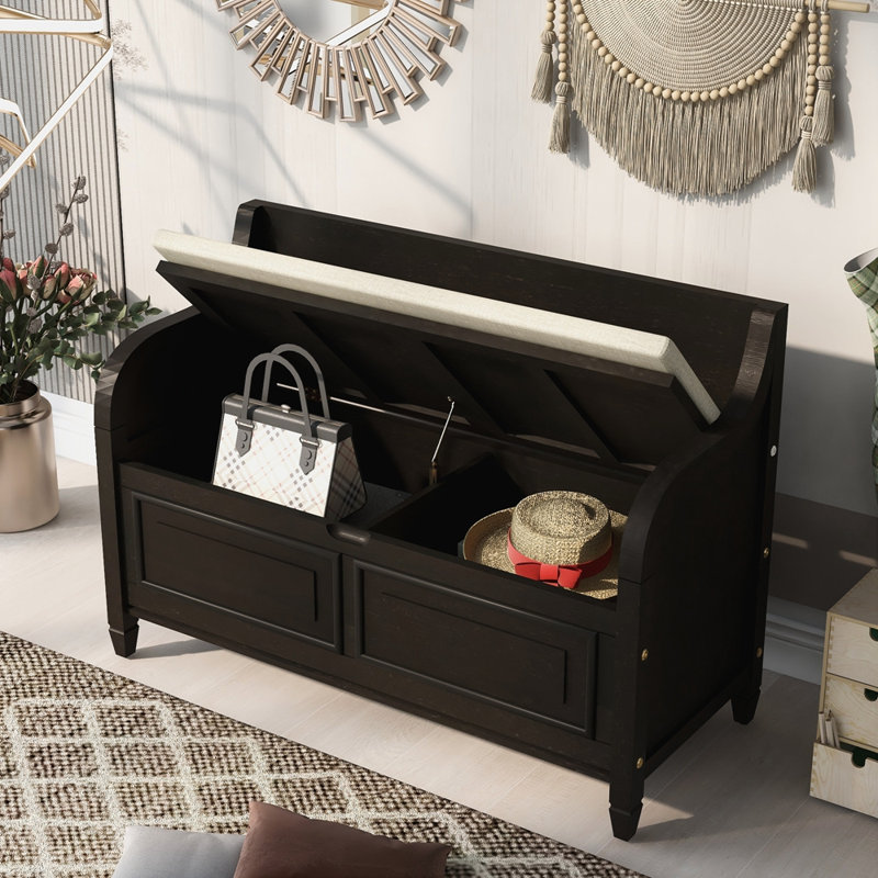 Banc de rangement à couvercle rabattable Delyssa, Espresso