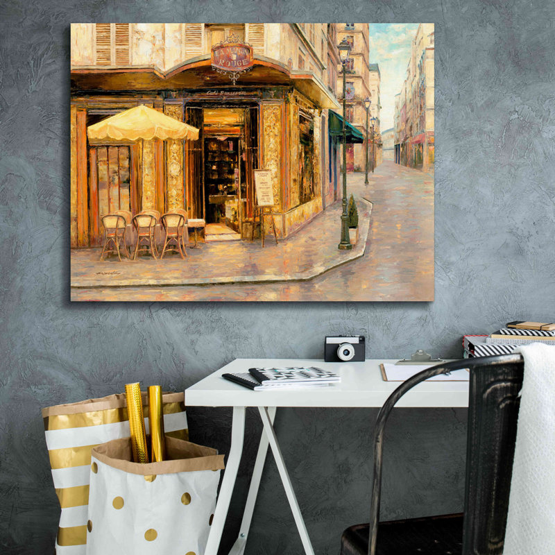 «Red House Café» par Haixia Liu, art mural sur toile, H 26 po x l 34 po x P 1,5 po