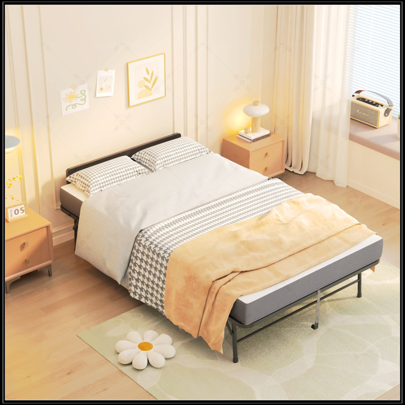 75X46 Inch Wide Folding Bed With Adjustable Headboard, Extra Long Rollaway Bed For Tall People, 5-Inch Memory Foam Mattress, Heavy-Duty Guest Bed On Wheels, Spacious Twin Cot