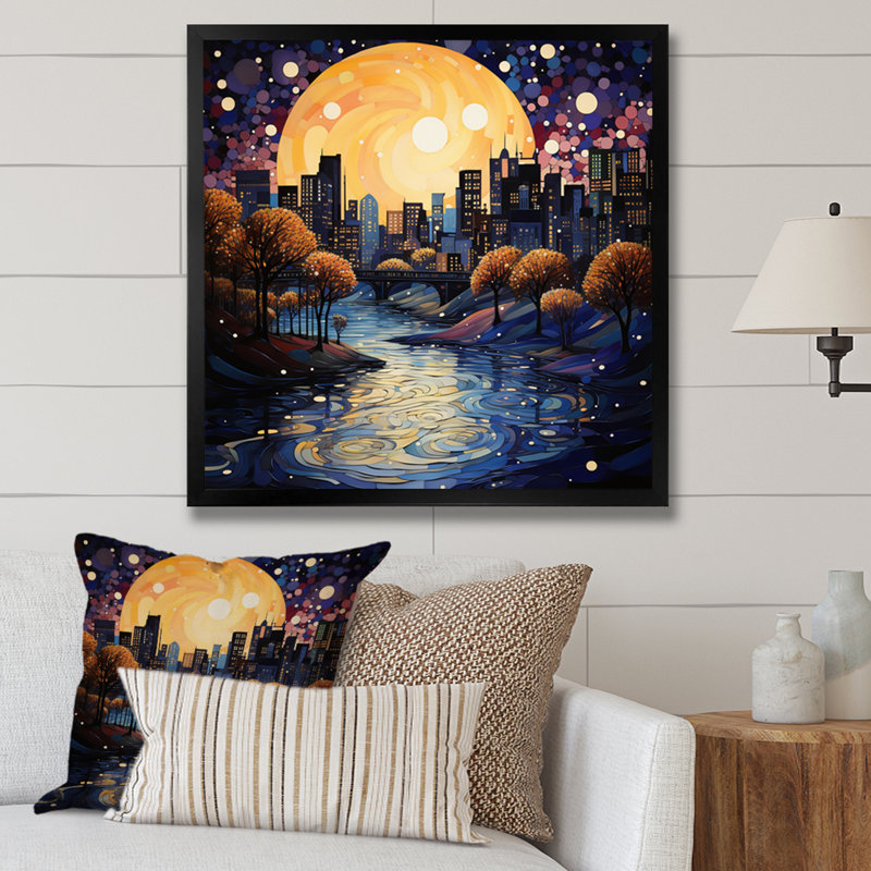 Harlem Renaissance Reflections Pointillism III - impression, H 24 po x l 24 po x P 1 po, Cadre simple noir