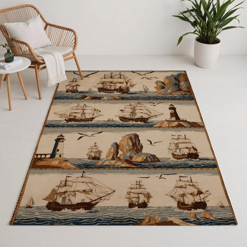 Tapis d'intérieur et d'extérieur brun français, Rectangle 5 pi x 7 pi