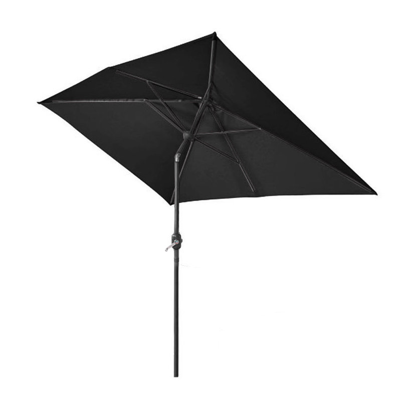 Popel 3m x 2 m Rectangular Traditional Parasol Black