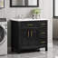 Meuble-lavabo noir 36 po avec comptoir d'évier, armoire en bois massif, 2 portes et 3 tiroirs-852708918