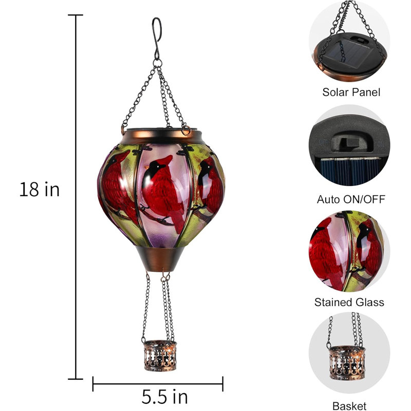 18" Hot Air Balloon Solar Lantern Waterproof For Outdoor Decoration