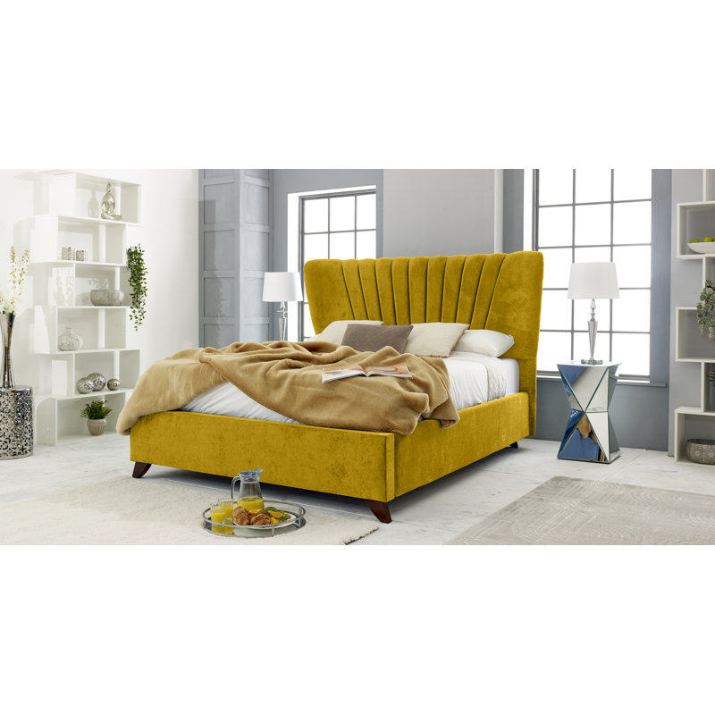 Accacia Upholstered Bed, Mustard Gold, Single (3')