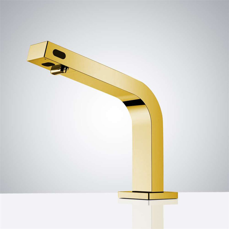 Polished Gold Touchless Sensor Faucet with Automatic Soap Dispenser Elegant Hygienic