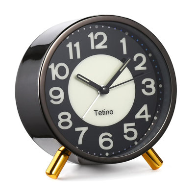 Analogue Metal Electric Alarm Tabletop Clock Gray