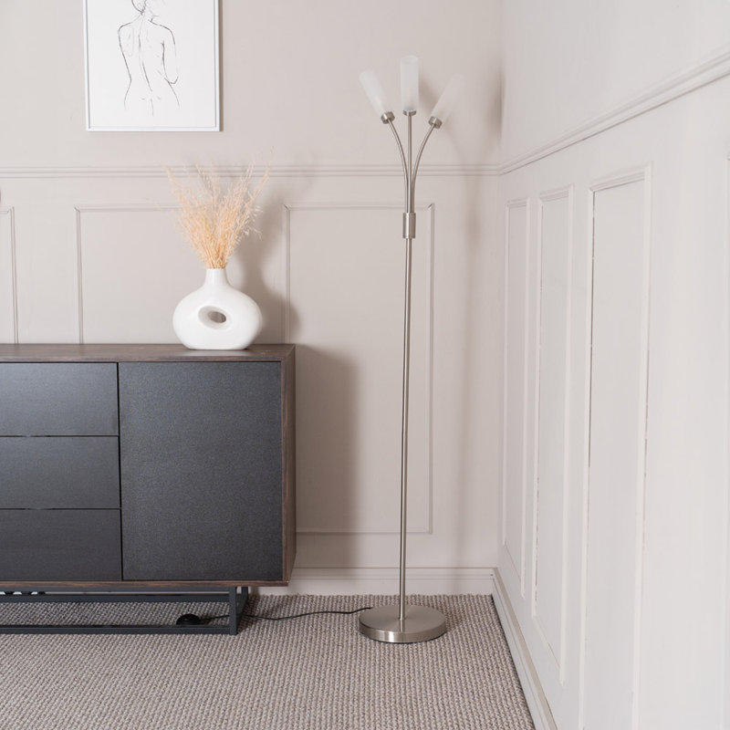 Abrianne 158.5cm Traditional Floor Lamp, Brushed Chrome, Yes