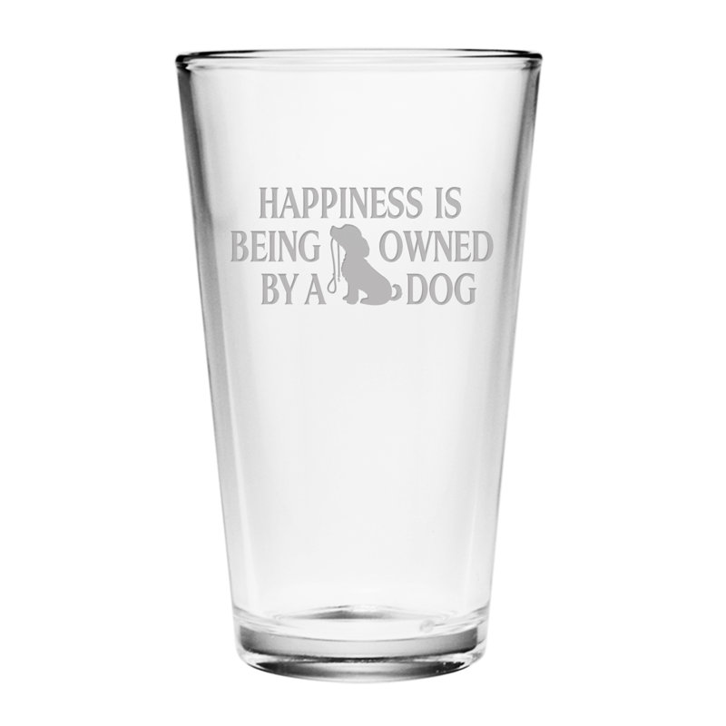 Set of 4 Clear Glass 16oz Pint Glasses with Pet-Themed Design