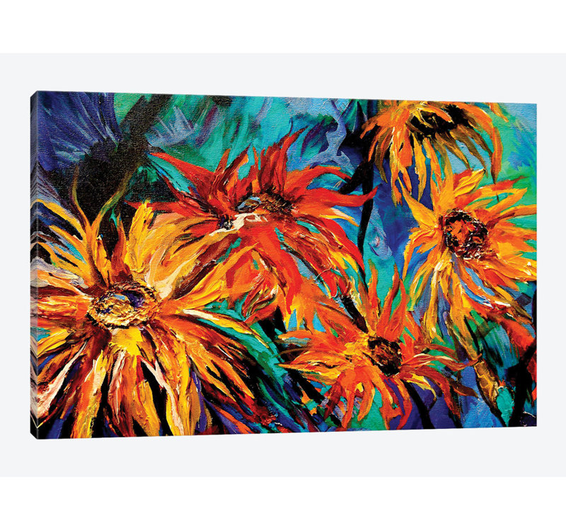 «Sunflowers», reproduction sur toile, H 8 po x l 12 po x P 0,75 po, Toile tendue, Pas de tapis