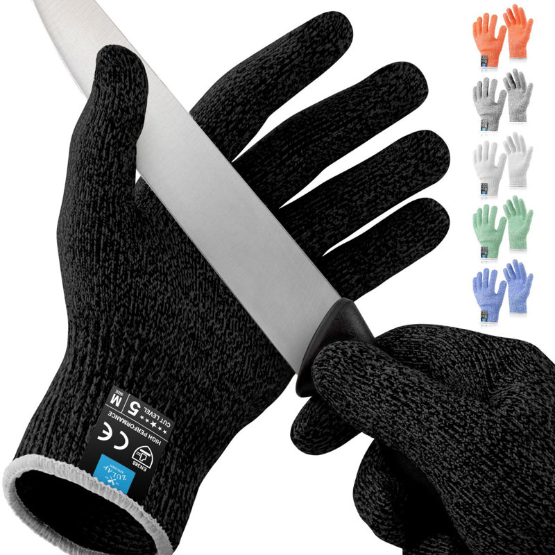 Zulay Cut Resistant Gloves Food Grade Level 5 Protection - Comfortable Safety Cut Resistant Work Gloves, Medium, Black