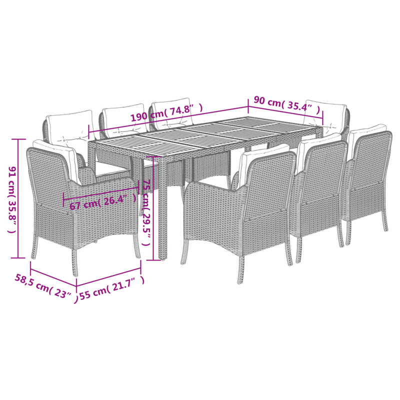  Garden Dining Set Grey