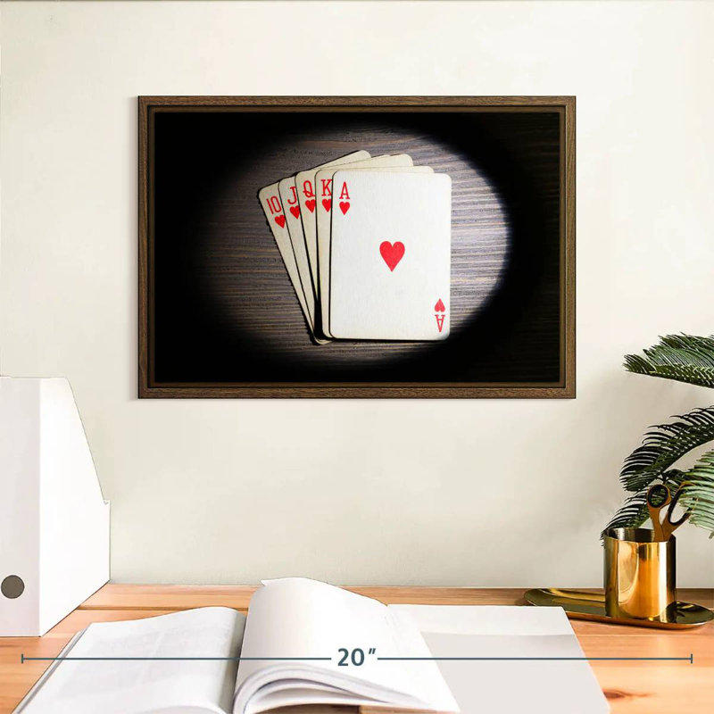 Poker Flush, 13 po x 9 po, Cadre flottant en noyer