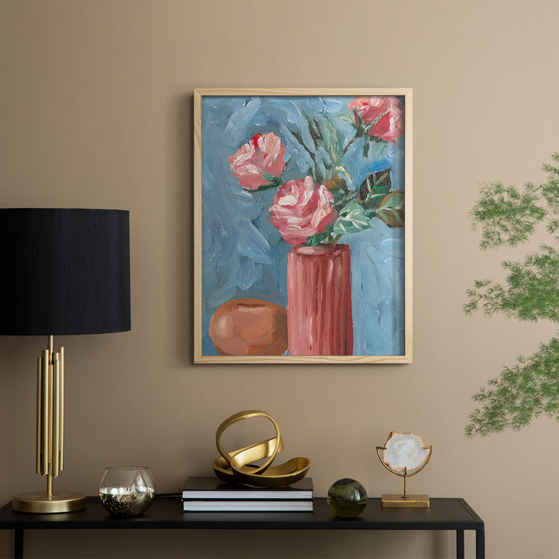 Reproduction encadrée Rosa Blooms II - bois massif, H 11 po x l 9 po, Naturel