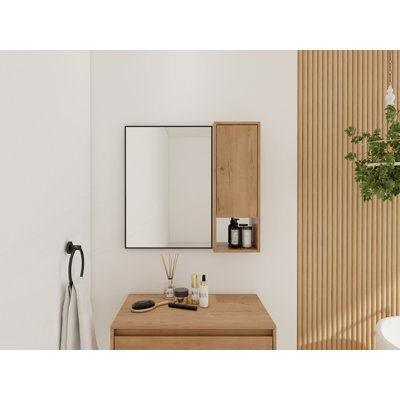 Armoire de rangement murale, armoire de toilette avec porte à fermeture en douceur (armoire de miroir seulement, sans cadre en aluminium noir)