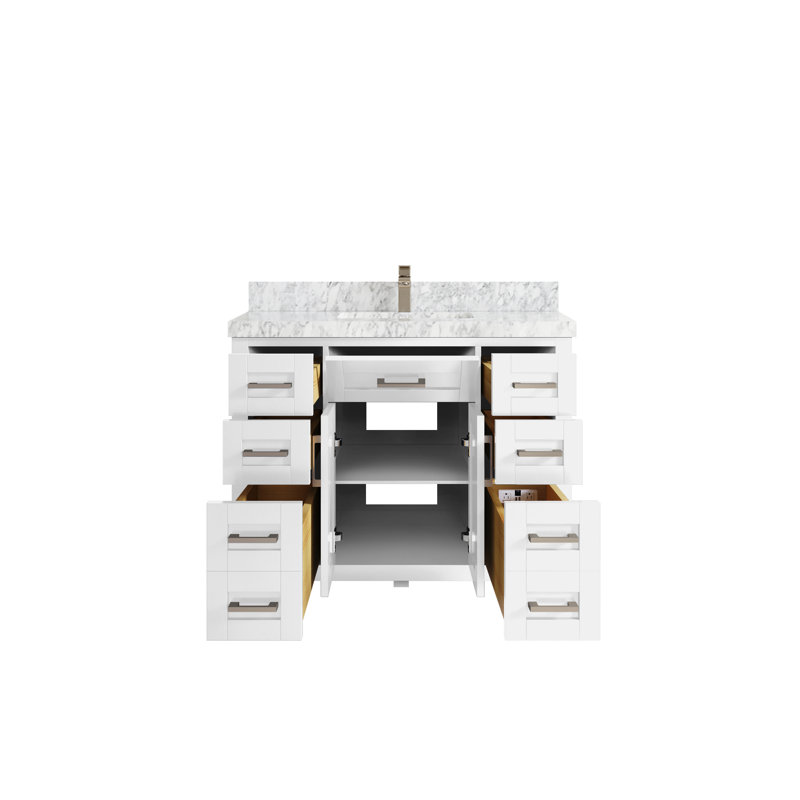 Ensemble de meuble-lavabo simple 42 po, Marbre de Carrare
