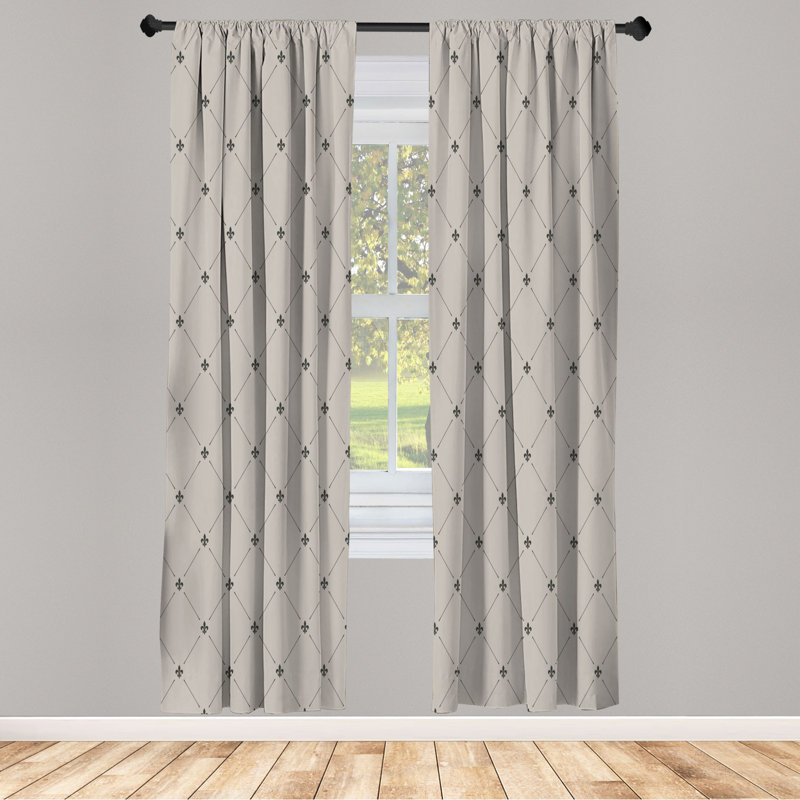 Microfiber Floral Semi-Sheer Rod Pocket Curtain Panels, 28" W x 84" L, Gray