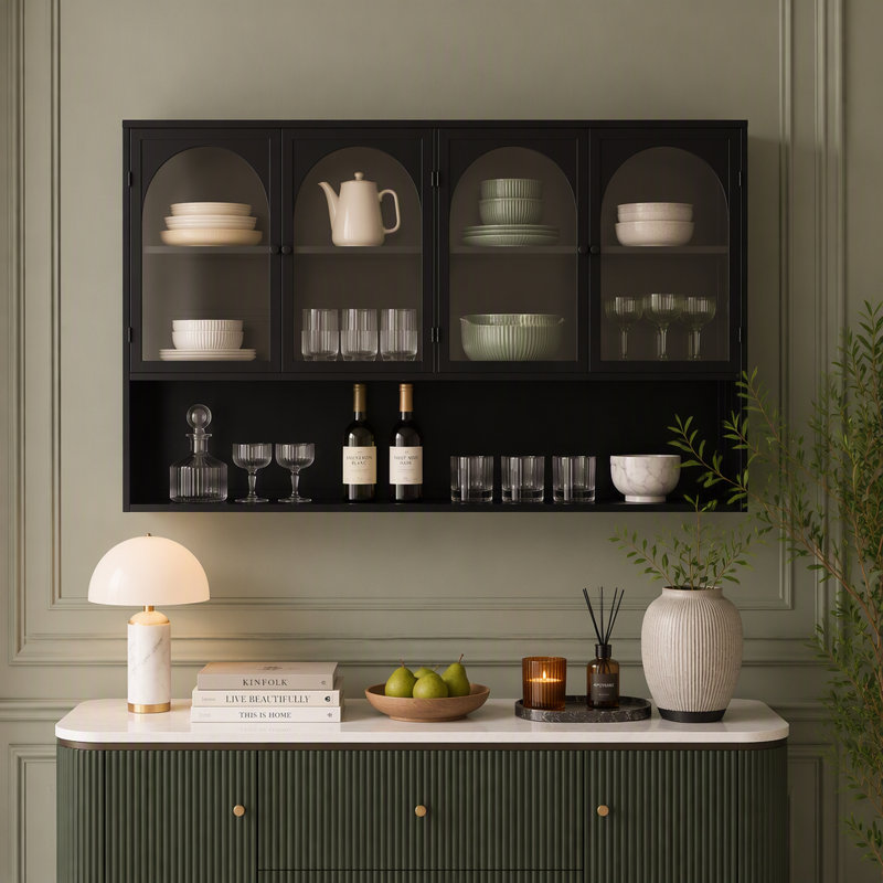 Rangement mural en verre 47,25 po, Noir