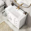 Meuble-lavabo autoportant de style Mid-Century, 90,4 cm (35,6 po), blanc, imperméable et design, tiroirs de rangement, lavabo profond, base à colonnes romaines, bois massif, poignées en métal, résistant à l'usure.
