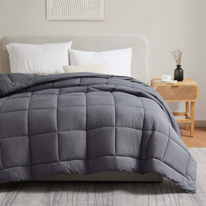 All Season Solid Down Alternative Comforter, King Comforter, Gray