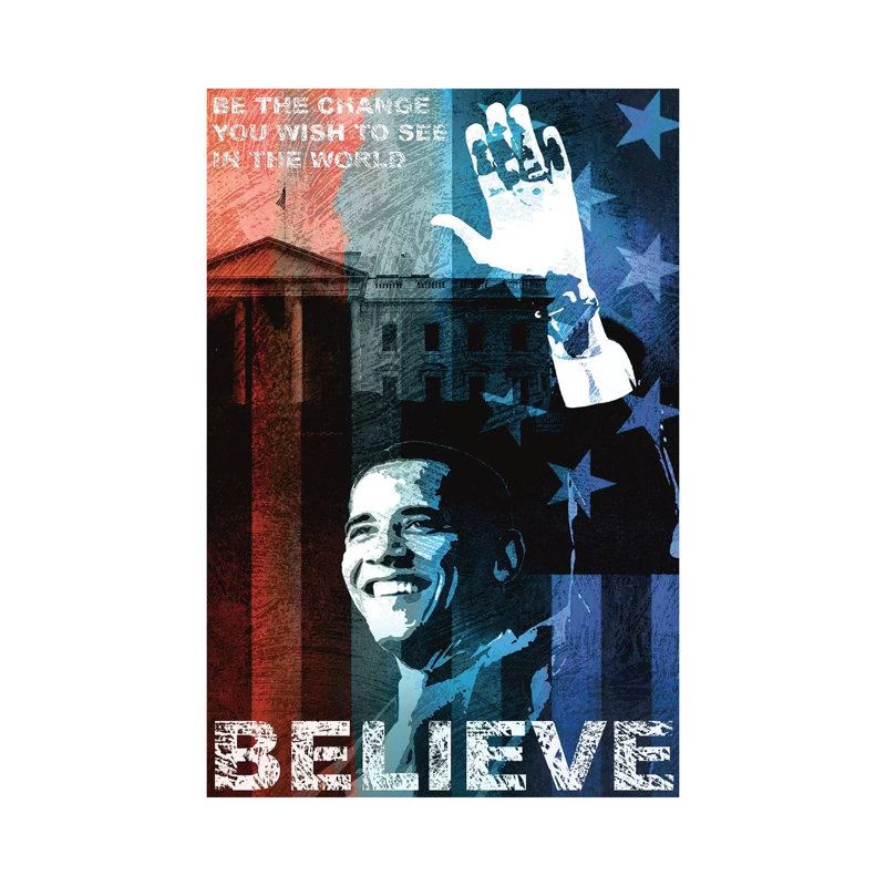 Obama: Believe by Keith Mallett - 1 Piece Wrapped Canvas Wall Art, 20.32 cm H x 30.48 cm W