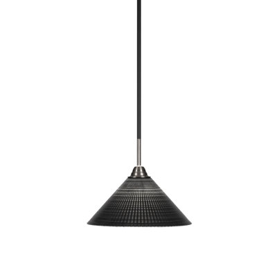 Samy Stem Hung Pendant Shown In Matte Black & Brushed Nickel Finish Glass