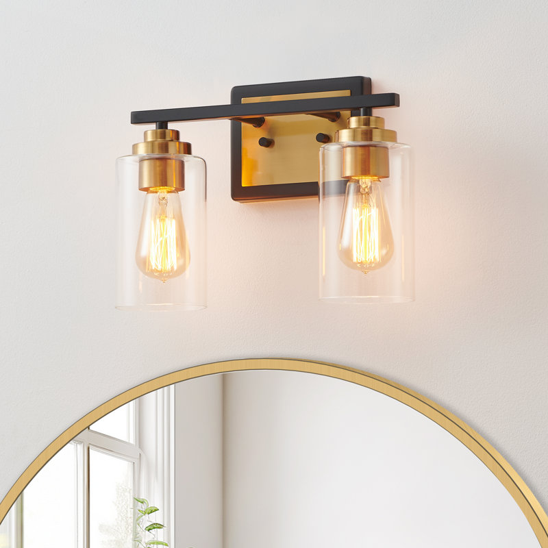 Quitterie - Éclairage pour meuble-lavabo, Clear, 2, Noir/or