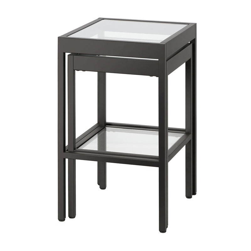 Alexis Glass Top Nesting Tables, Blackened Bronze
