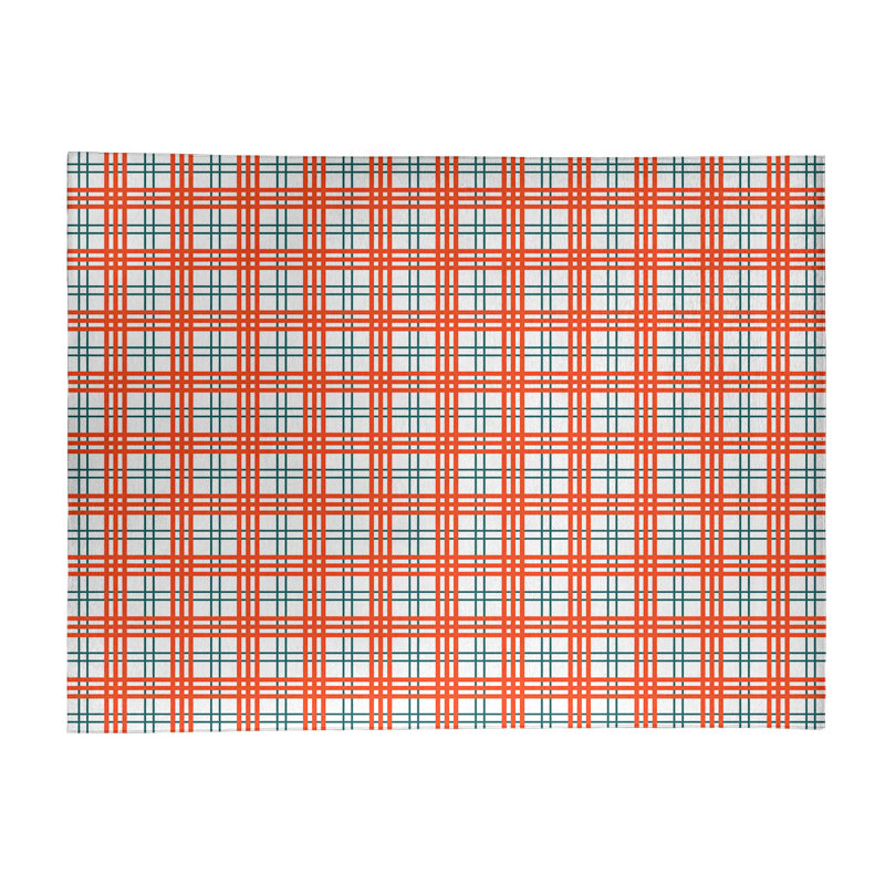 Tapis orange / blanc à carreaux, Rectangle 9 pi x 12 pi
