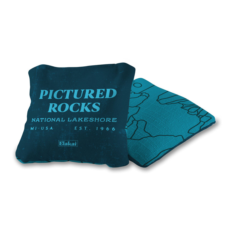 Sur la photo, le parc national de Rocks Durasuede et les sacs de cornhole Turbo Polyglide Pilot Versacraft, Bleu