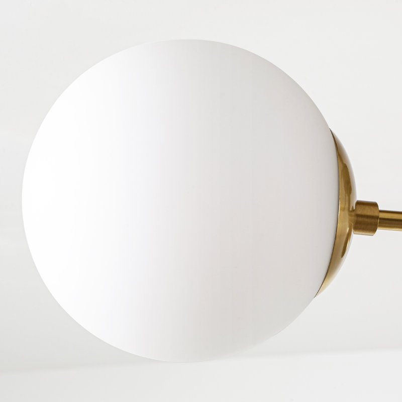 Aurellia 3 - Light White Globe Ribbed Glass Semi Flush Mount Ceiling Light, Beige
