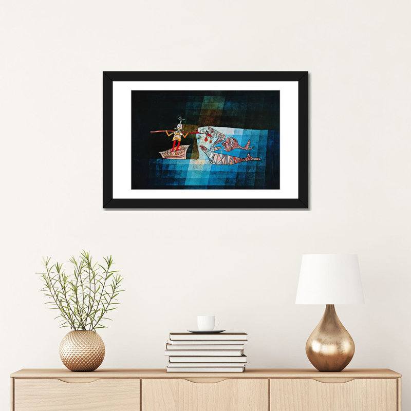 «Sinbad the Sailor» par Paul Klee, reproduction d'art sur toile tendue, H 16 po x l 24 po x P 1 po, Papier avec cadre noir