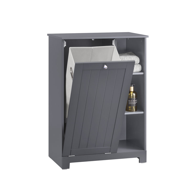 Abdulqadir Floor Mounted Linen Cabinet, Dark Grey