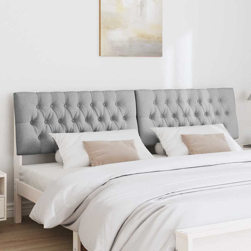 Solid Wood Headboard, King, Light Grey, White